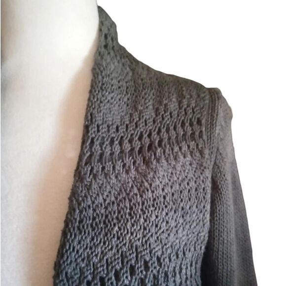 Anthropologie Angel of The North Gray Tye Dye Open Front Crochet Cardigan Medium - Picture 6 of 8